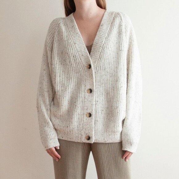 Lauren Manoogian Cardigan - Size 1 - Raw White Tweed Baby Alpaca Blend Sweater - Picture 1 of 15
